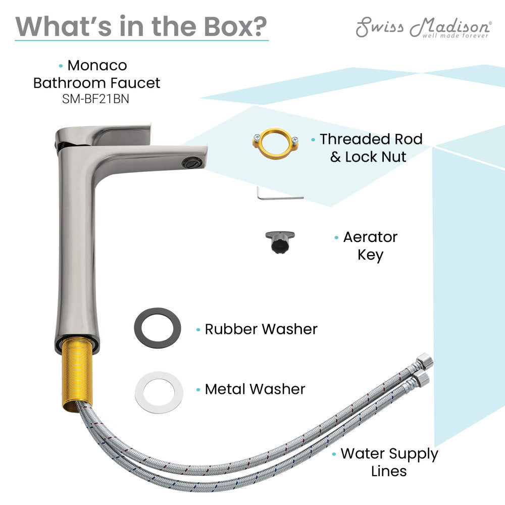 Monaco Single Hole, Single-Handle, High Arc Bathroom Faucet in Brushed Nickel