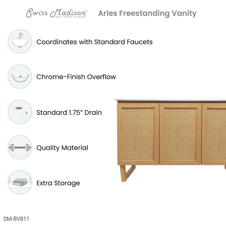Arles 48" Single, Bathroom Vanity in Honey