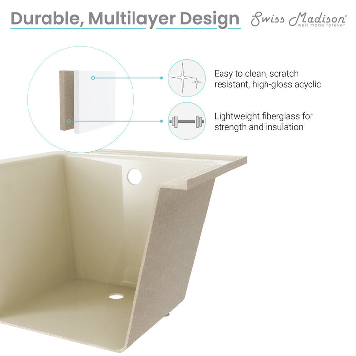 Voltaire 60" x 30" Left-Hand Drain Alcove Bathtub in Bisque