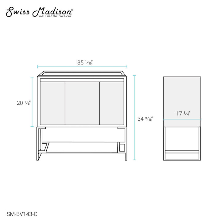 Marseille 36" Bathroom Vanity in Oak - Cabinet Only