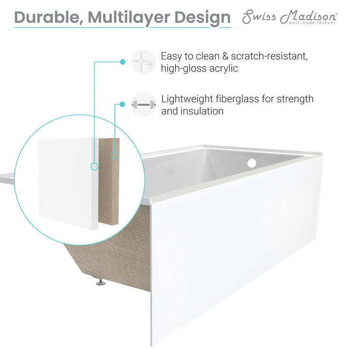 Voltaire 48" x 32" Right-Hand Drain Alcove Bathtub with Apron