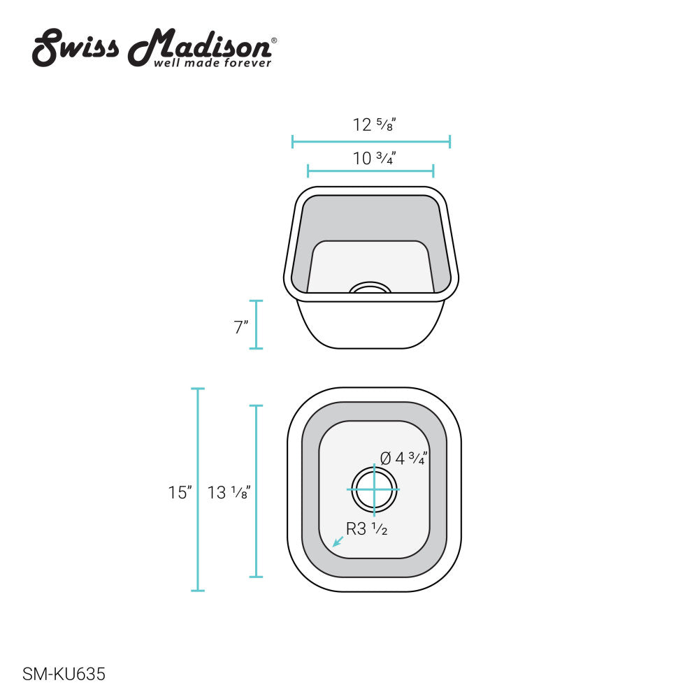Toulouse 13 x 15 Stainless Steel Single Basin Undermount Kitchen Sink