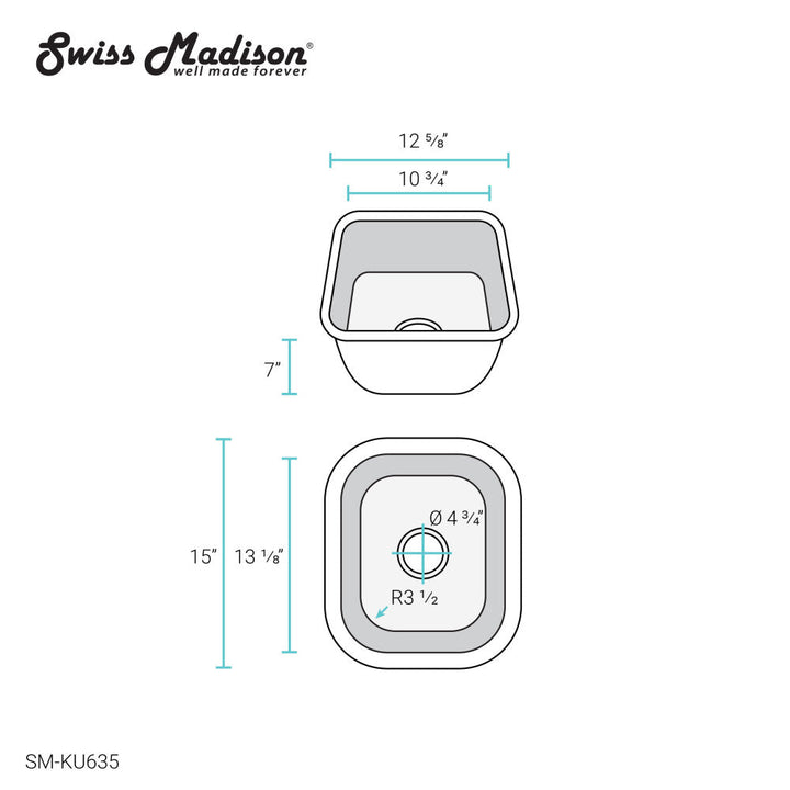 Toulouse 13 x 15 Stainless Steel Single Basin Undermount Kitchen Sink