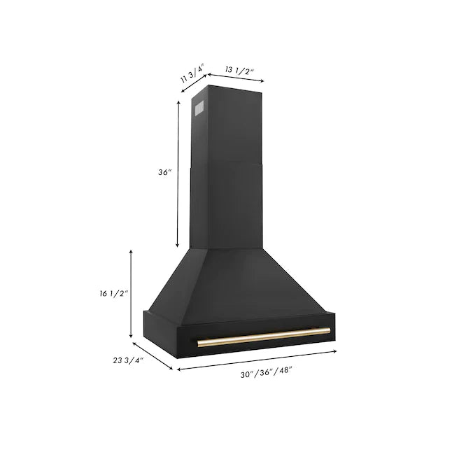 Zline 36-in Black Stainless Steel With Wall-Mounted Range Hood