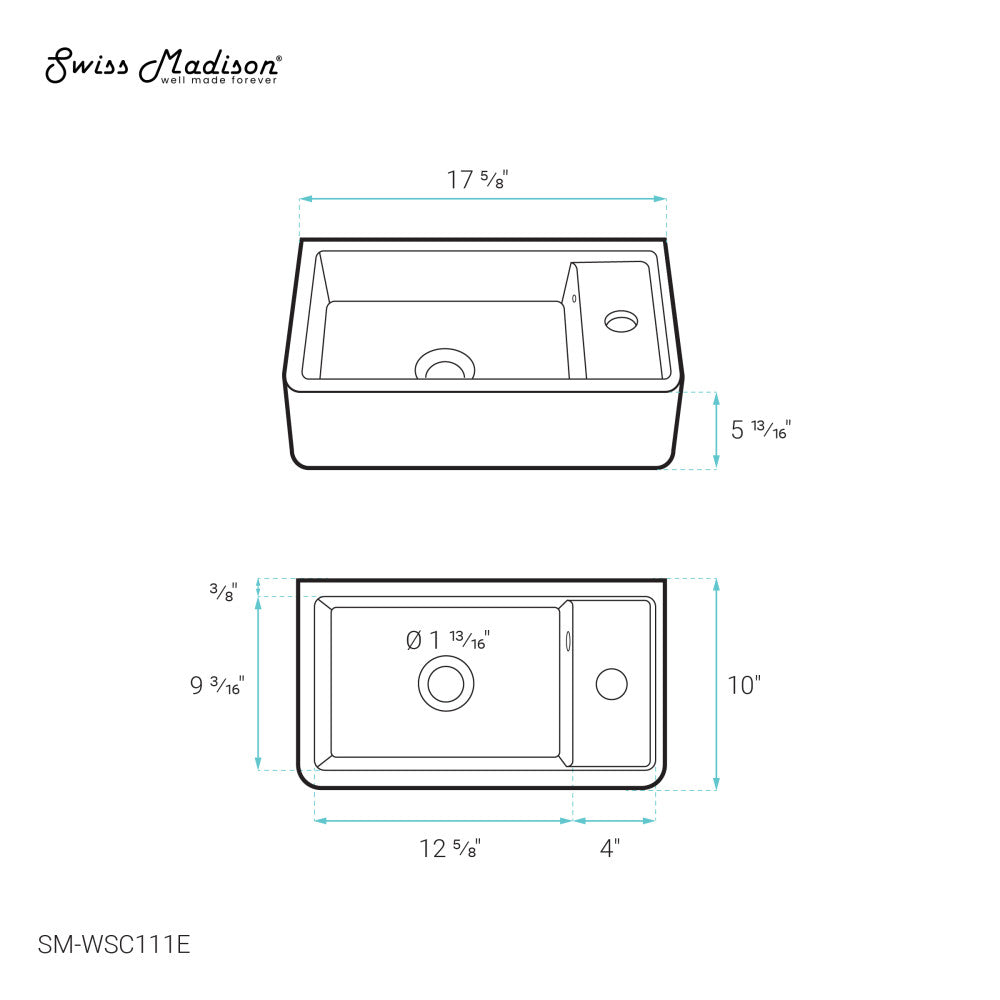 Lisse 16" Rectangle Concrete Wall-Mount Bathroom Sink in Dark Grey