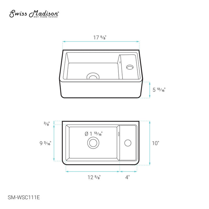 Lisse 16" Rectangle Concrete Wall-Mount Bathroom Sink in Dark Grey