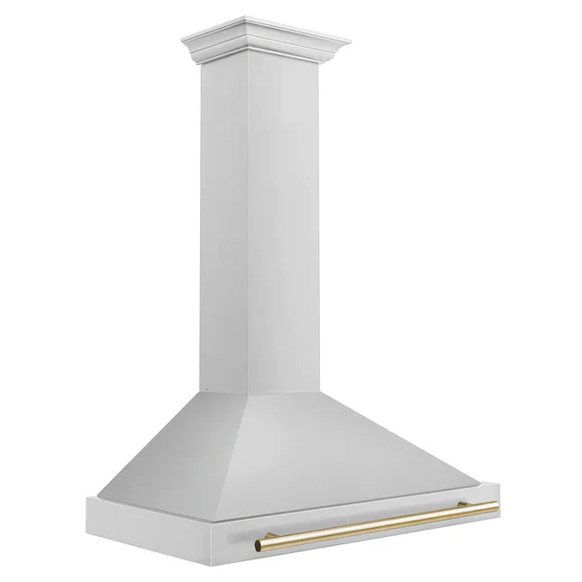 Zline  36" Ducted Stainless Steel with Gold Handle Wall-Mounted Range Hood