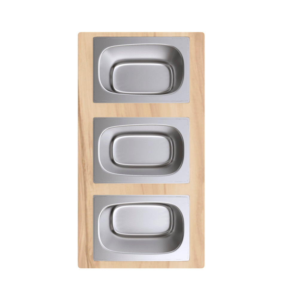 9 x 16.75 Condiment Serving Board with 3 Bowls