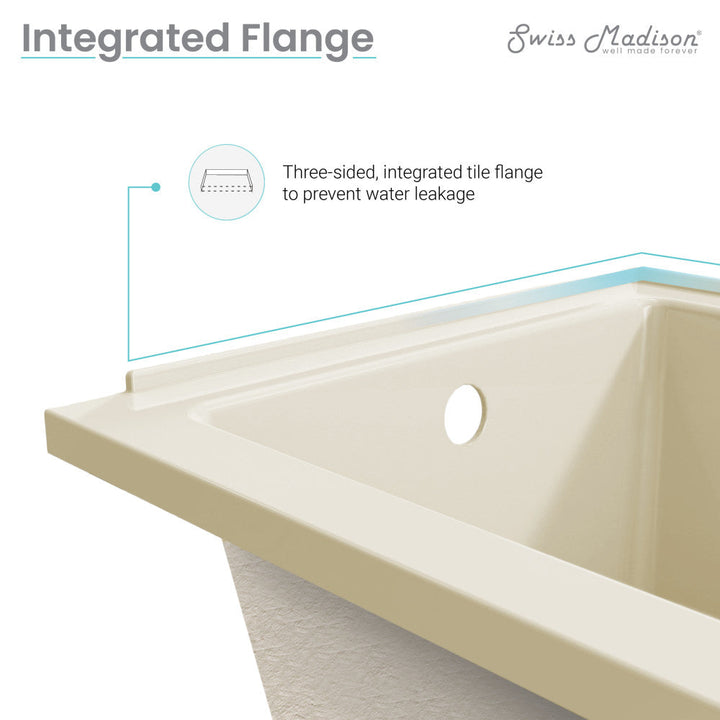 Voltaire 48" x 32" Left-Hand Drain Alcove Bathtub in Bisque