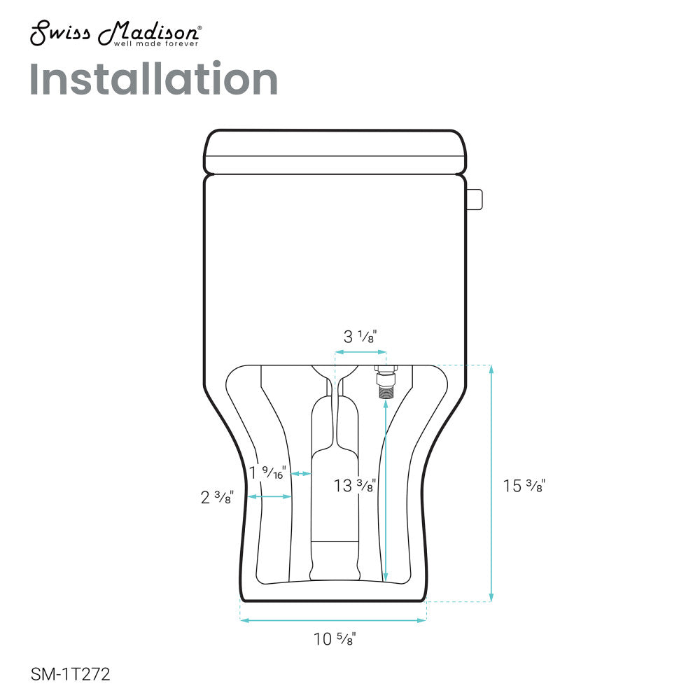 Carre One Piece Square Toilet Left Side Flush, 10" Rough-In 1.28 gpf