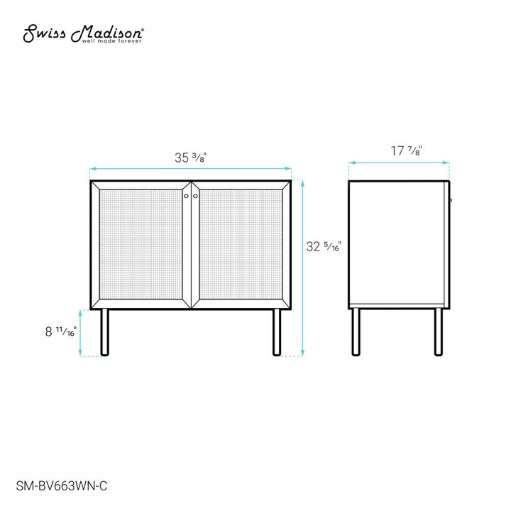 Classe 36" Bathroom Vanity in Dark Walnut Cabinet Only