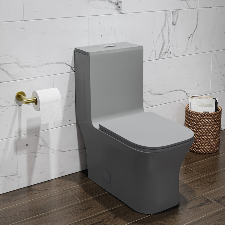 Concorde One Piece Square Toilet Dual Flush in Matte Grey 1.1/1.6 gpf