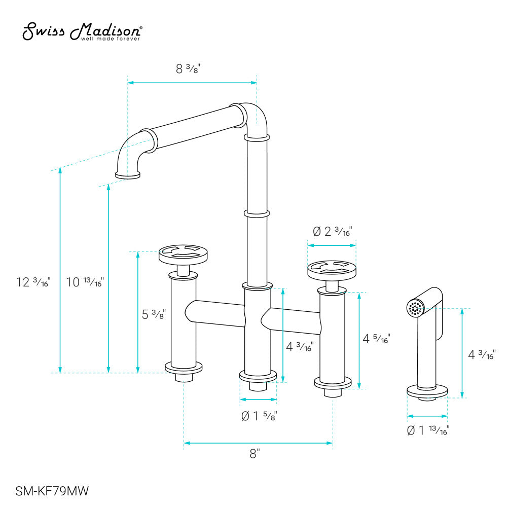 Avallon Pro Widespread Kitchen Faucet with Side Sprayer in Matte White