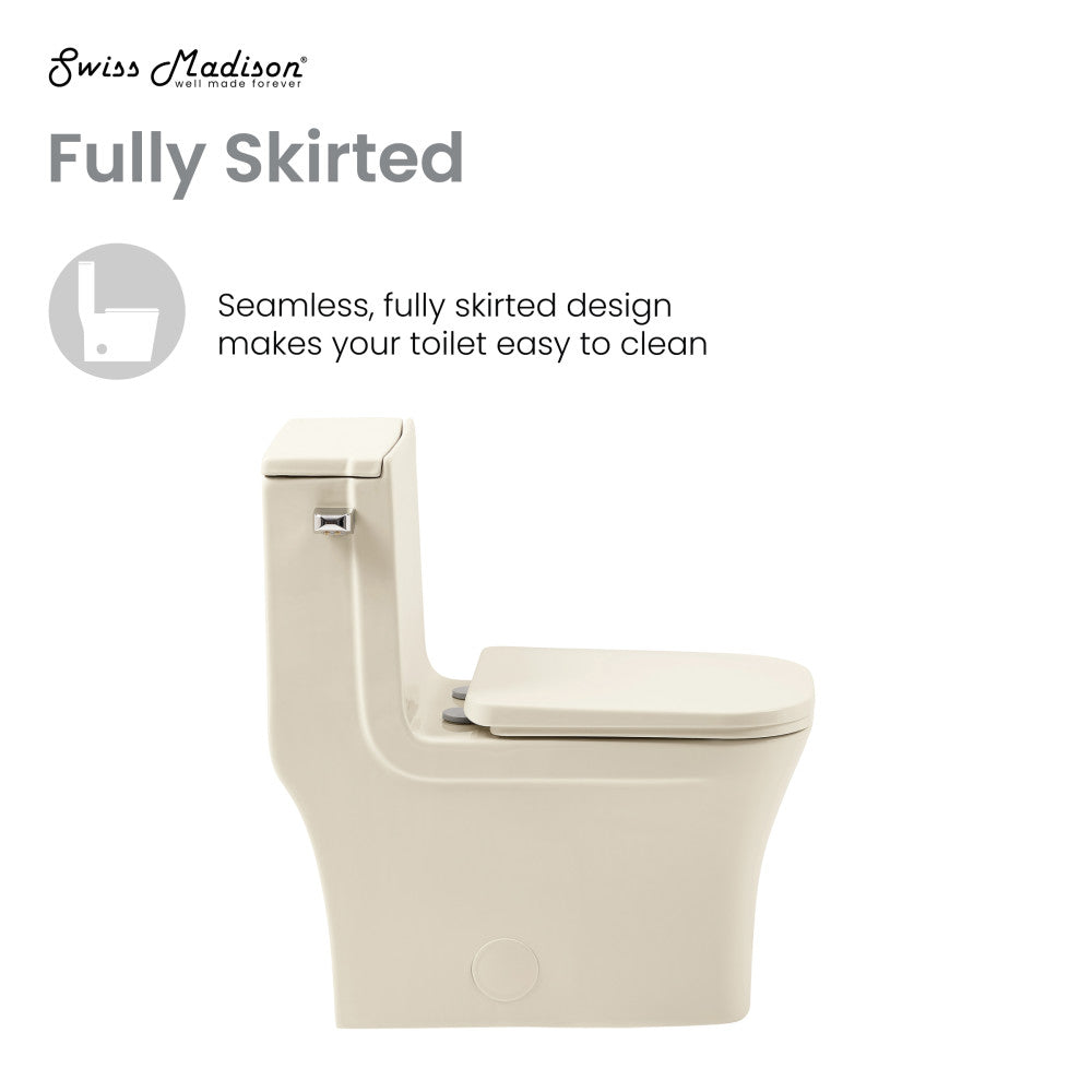 Concorde One Piece Square Left Side Flush Handle Toilet 1.28 gpf in Bisque