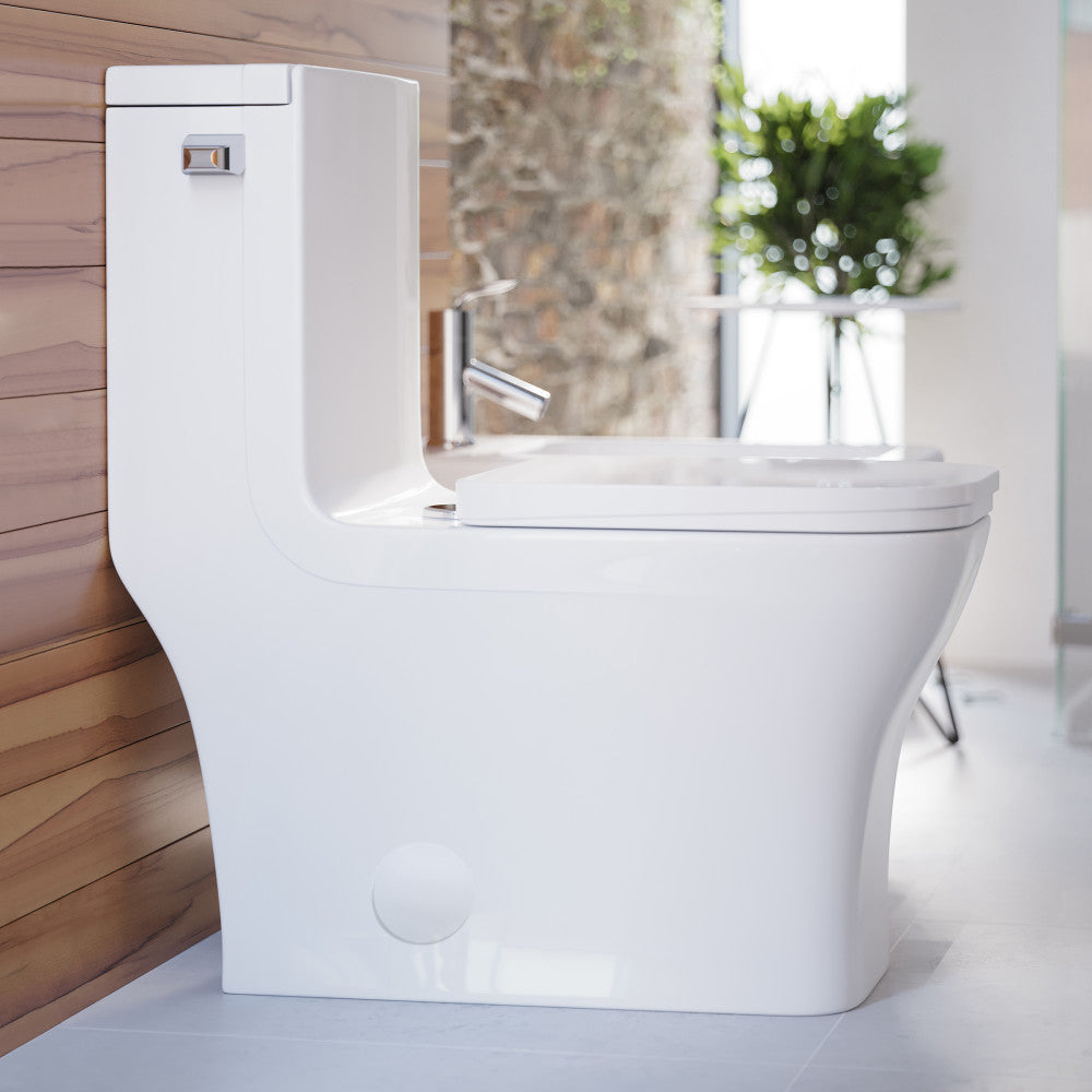 Concorde One-Piece Square Left Side Flush Handle Toilet 1.28 gpf