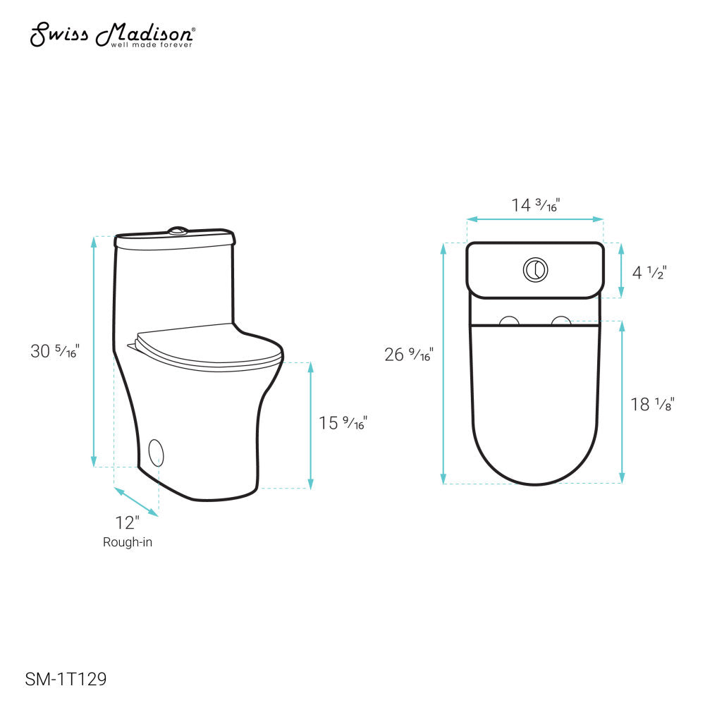 Cascade One-Piece Toilet Dual-Flush 0.8/1.28 gpf