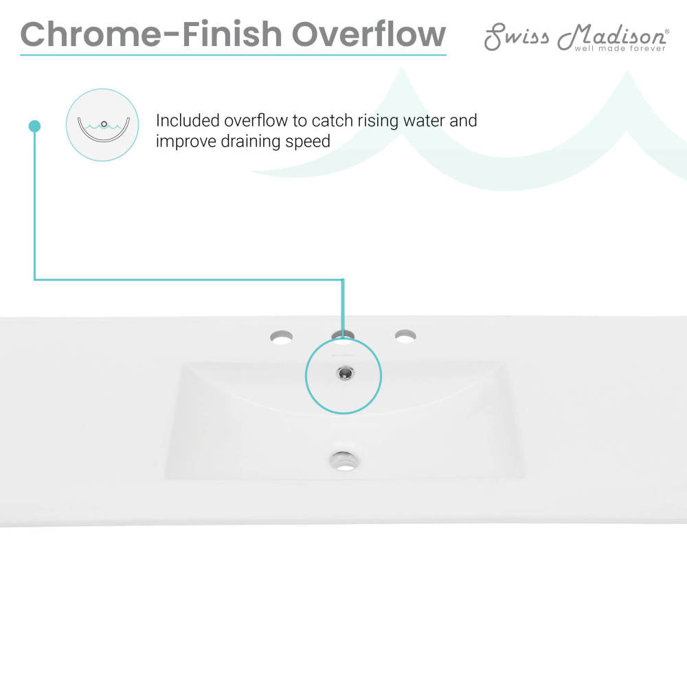 48" Ceramic Vanity Top with Three Faucet Holes