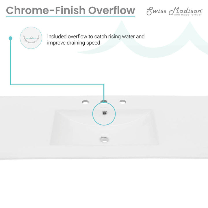 48" Ceramic Vanity Top with Three Faucet Holes