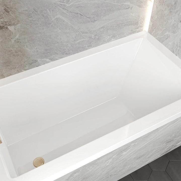 Voltaire 54" x 30" Acrylic Glossy White, Alcove, Integral Left-Hand Drain, Bathtub