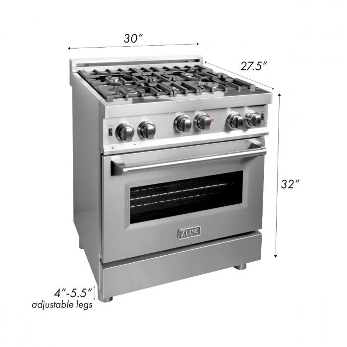 ZLINE 30" 4.0 cu. ft. Range Gas Stove &amp; Oven DuraSnow® Stainless Steel