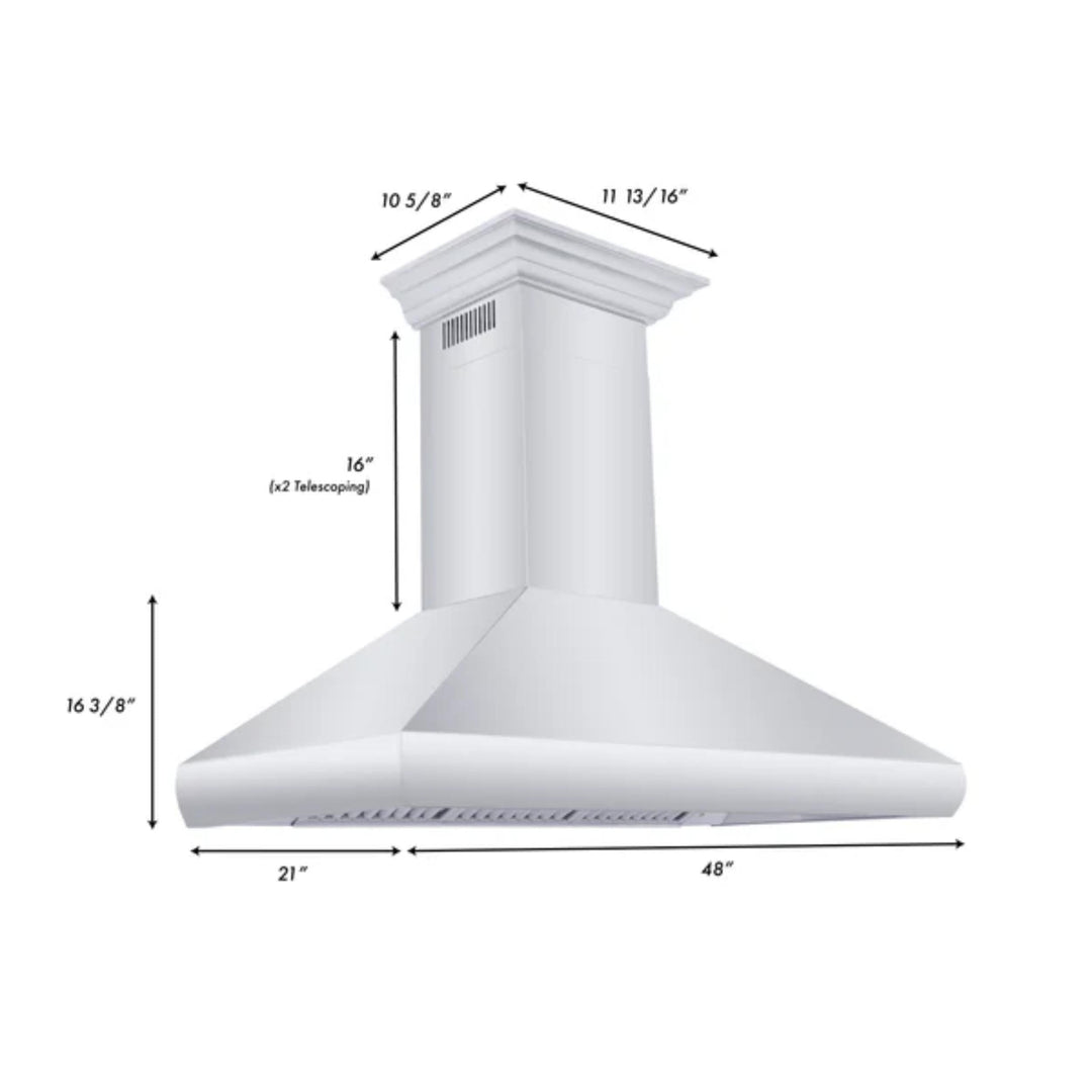 ZLINE 30", 36", &amp; 48" Professional Convertible Vent Wall Mount Range Hoods with Crown Molding in Stainless Steel