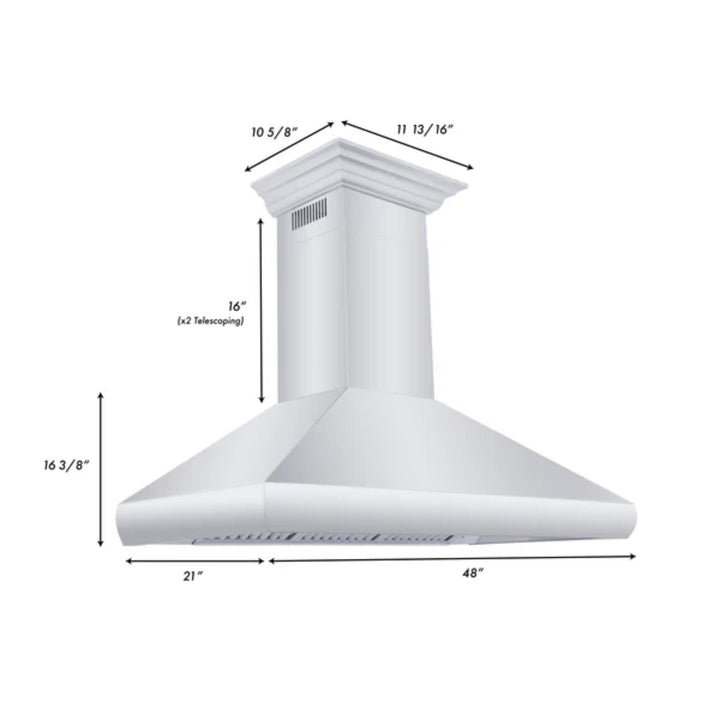 ZLINE 30", 36", &amp; 48" Professional Convertible Vent Wall Mount Range Hoods with Crown Molding in Stainless Steel