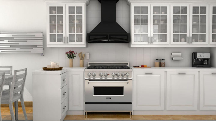 Wooden Wall Mount Range Hood in Black - Includes Motor ZLINE 36 in.