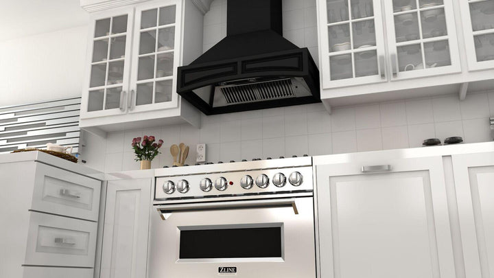 Wooden Wall Mount Range Hood in Black - Includes Motor ZLINE 36 in.