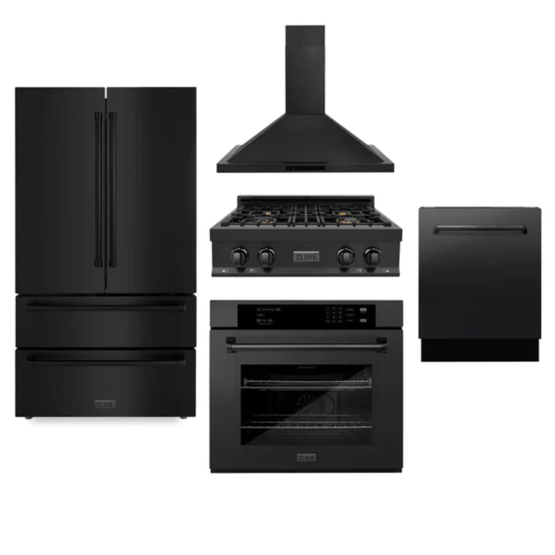ZLINE 5-Piece Kitchen Appliance Package – Available in 30", 36", and 48" Rangetop Sizes with Refrigerator, Wall Oven, Dishwasher, and Convertible Range Hood