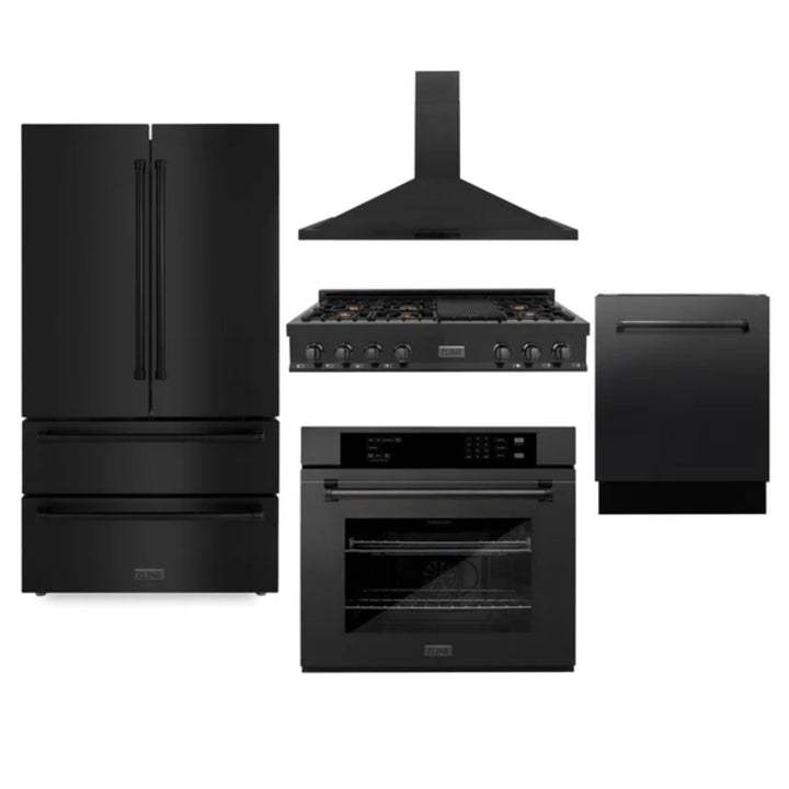 ZLINE 5-Piece Kitchen Appliance Package – Available in 30", 36", and 48" Rangetop Sizes with Refrigerator, Wall Oven, Dishwasher, and Convertible Range Hood