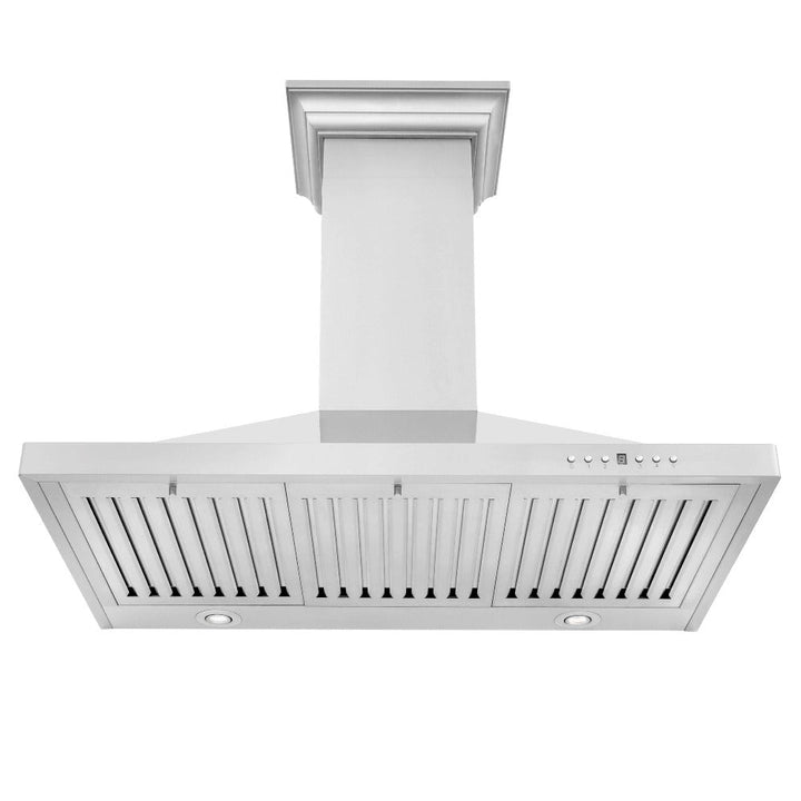 ZLINE 48" Convertible Vent Wall Mount Range Hood in Stainless Steel with Crown Molding