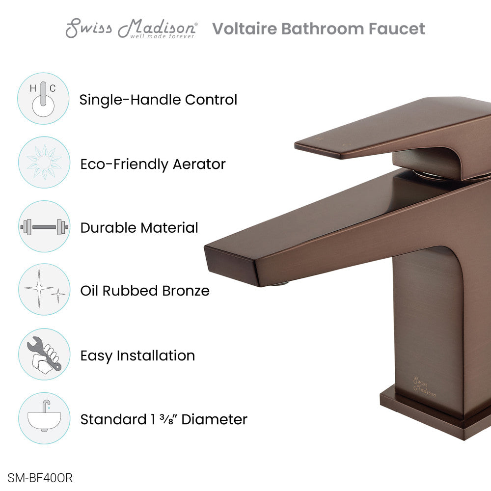 Voltaire Single Hole, Single-Handle, Bathroom Faucet in Oil Rubbed Bronze