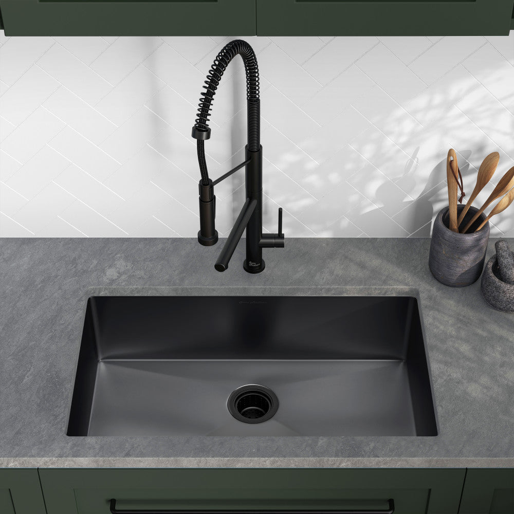 Rivage 30 x 18 Stainless Steel, Single Basin, Undermount Kitchen Sink,Black