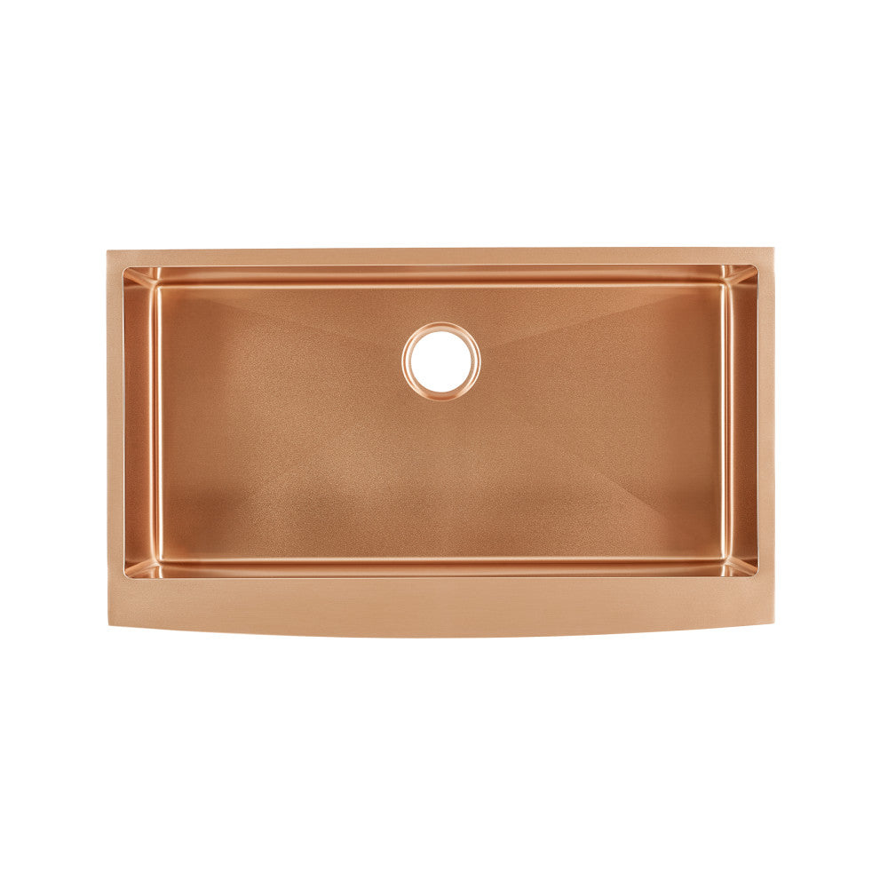 Rivage 36 x 21 Stainless Steel, Single Basin, Farmhouse Kitchen Sink with Apron in Rose Gold