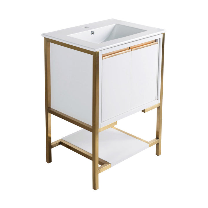 Marseille 24" Bathroom Vanity in White and Brushed Gold