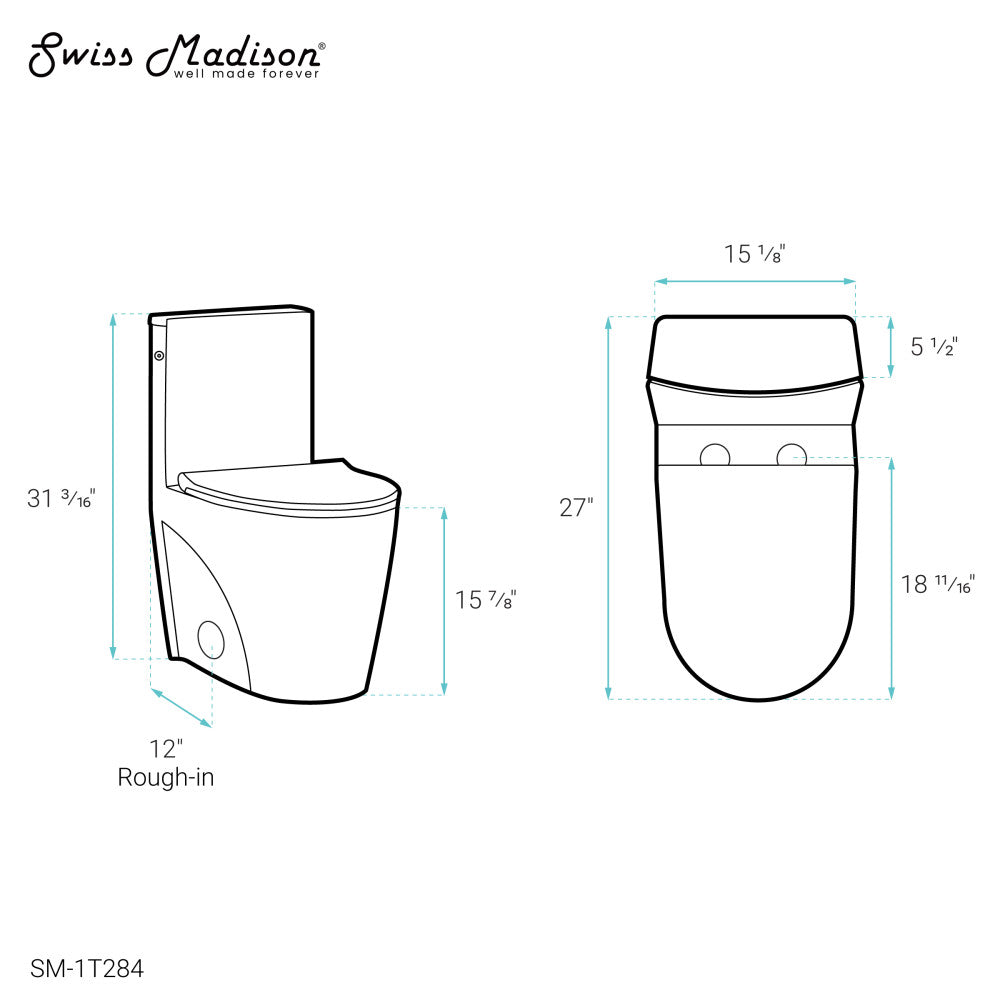 St. Tropez One-Piece Elongated Toilet, Touchless 1.1/1.6 gpf