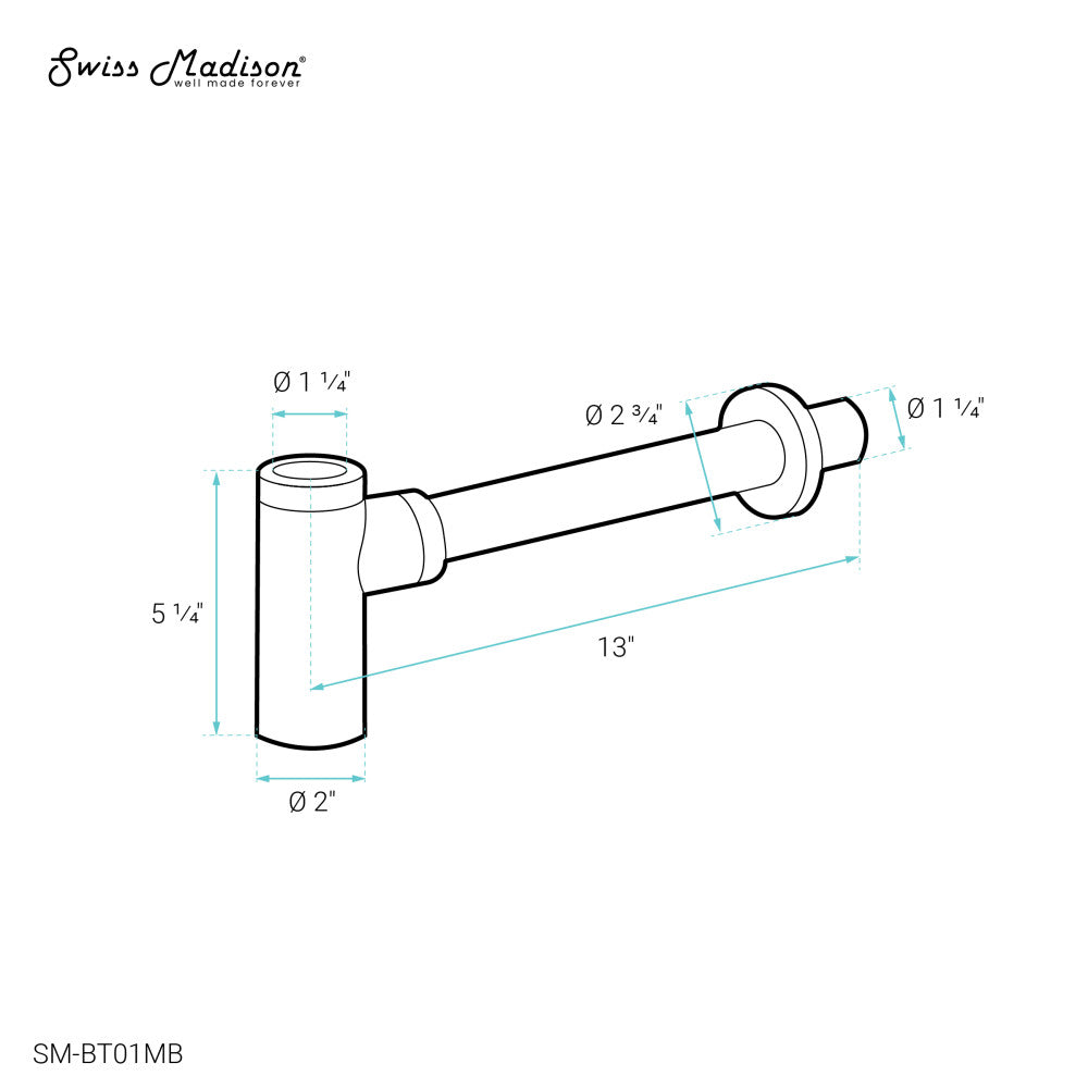 Bottle Trap Drain, Matte Black