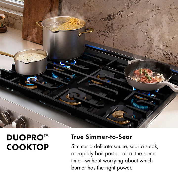 ZLINE 48 in. Classic Gas Rangetop with 8 Burner DuoPro™ Cooktop in Black Stainless Steel (PCRTB-48)