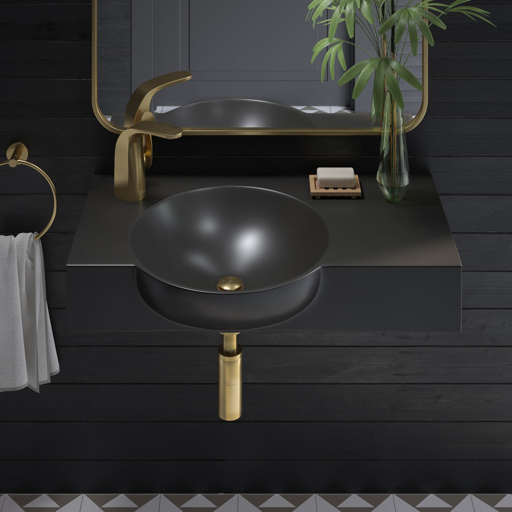 Chateau 30" Left Side Faucet Wall-Mount Bathroom Sink in Matte Black