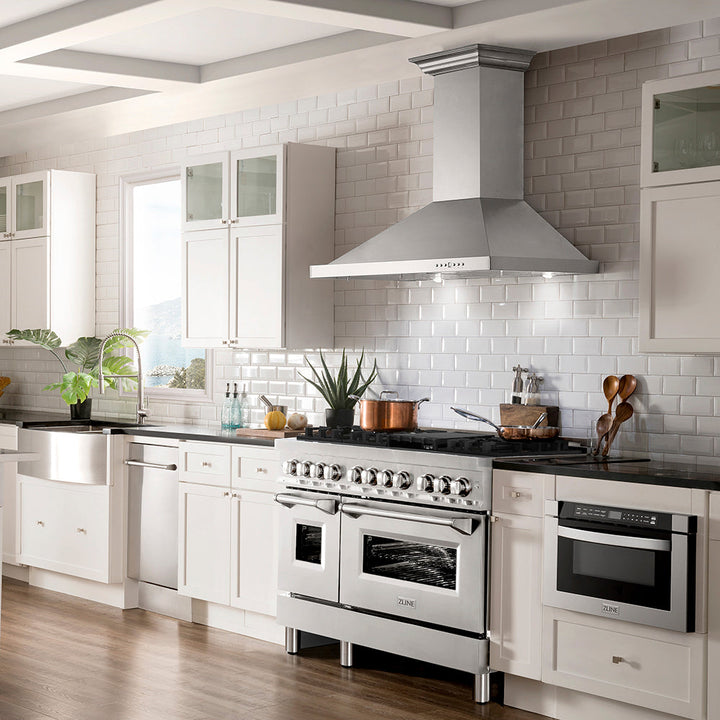 ZLINE 48 in. 6.0 cu. ft. Legacy Dual Fuel Range with 7 Burner Gas Cooktop and 2 Electric Ovens in Stainless Steel, Open Box-Excellent Condition