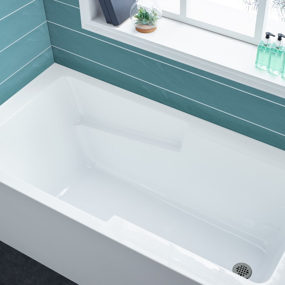 Voltaire 54" x 30" Left-Hand Drain Alcove Bathtub with Apron & Armrest
