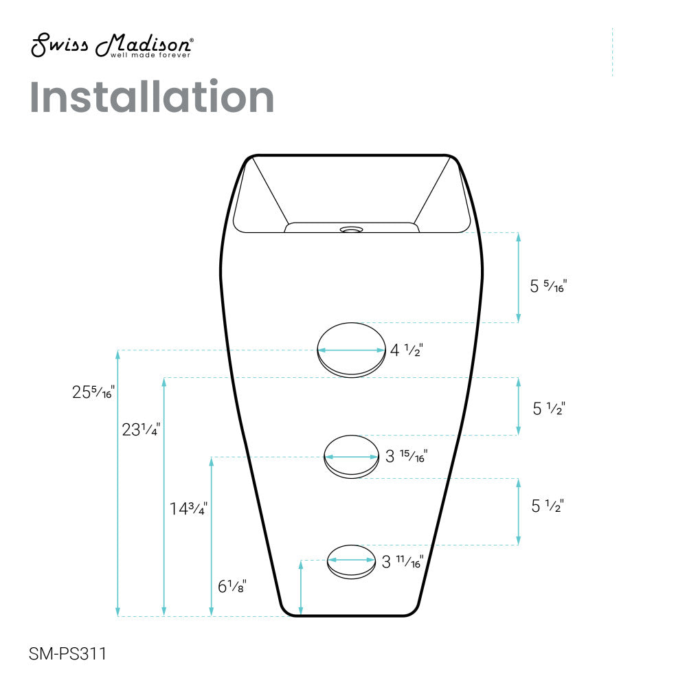 Carre One Piece Pedestal Sink