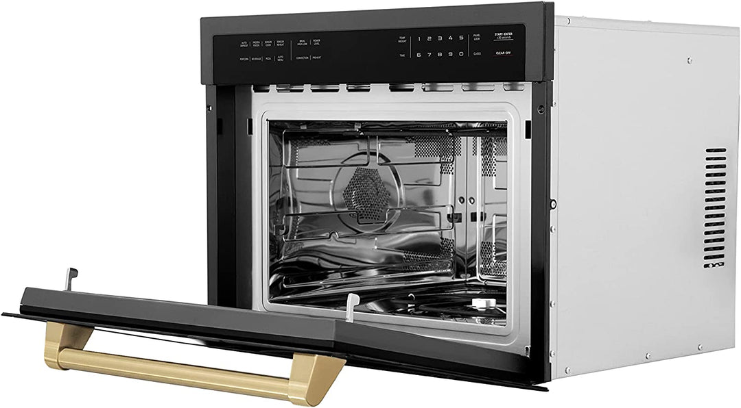 ZLINE 24" Built-in Convection Microwave Oven in Black Stainless Steel &amp; Champagne Bronze Accents 1.6 cu ft.