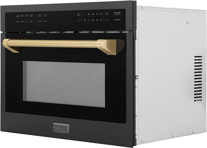 ZLINE 24" Built-in Convection Microwave Oven in Black Stainless Steel &amp; Champagne Bronze Accents 1.6 cu ft.