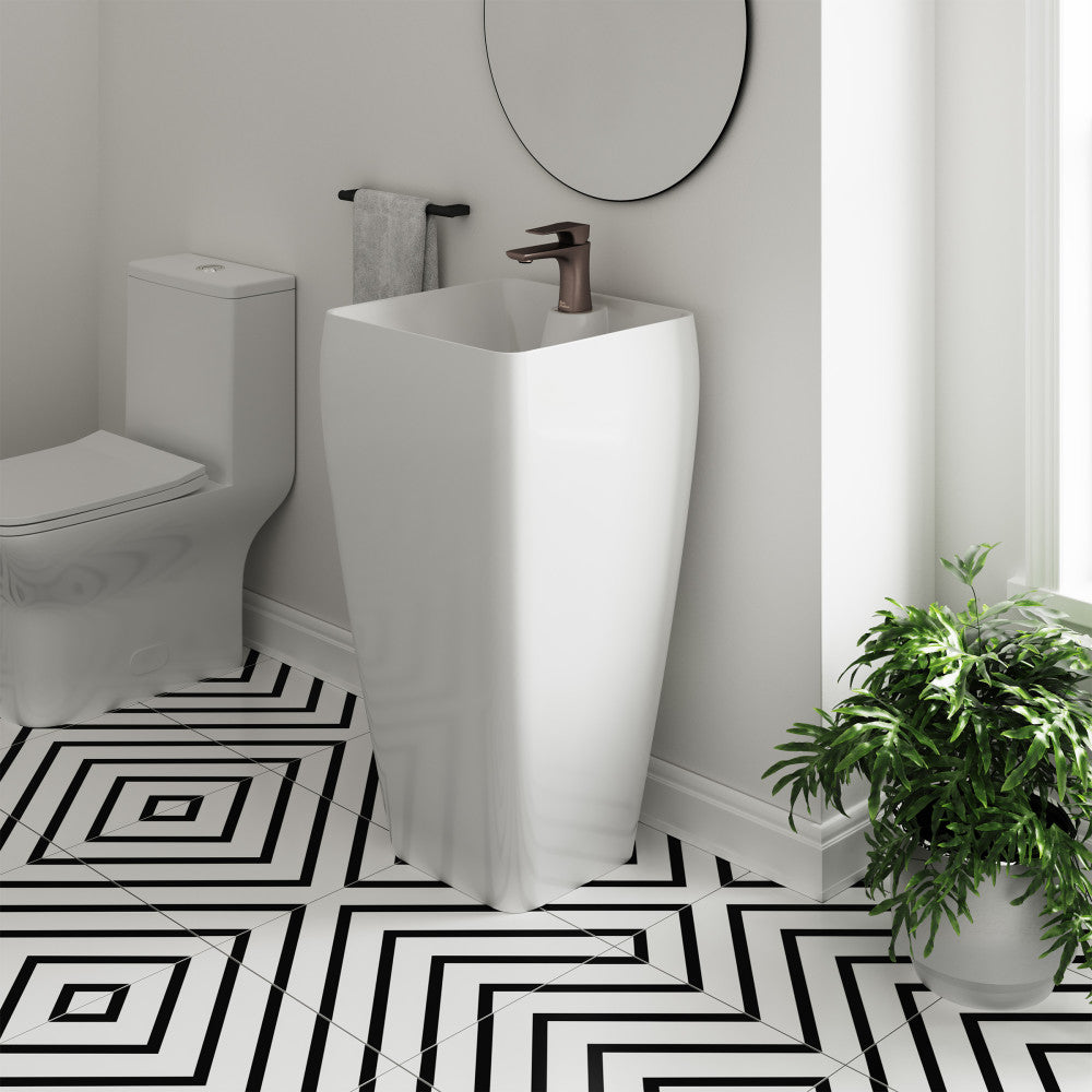 Carre One Piece Pedestal Sink