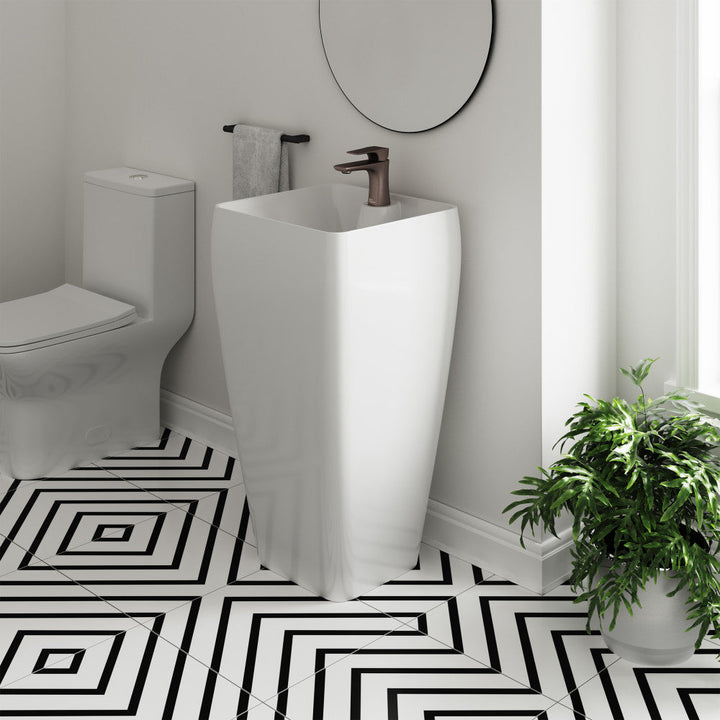 Carre One Piece Pedestal Sink