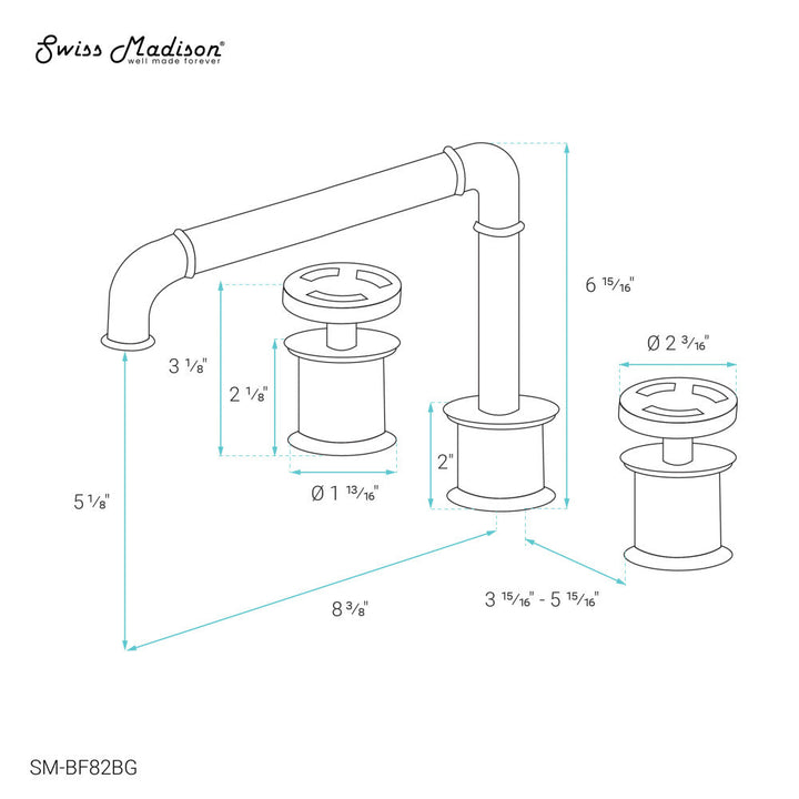 Avallon 8 in. Widespread, 2-Handle Wheel, Bathroom Faucet in Brushed Gold