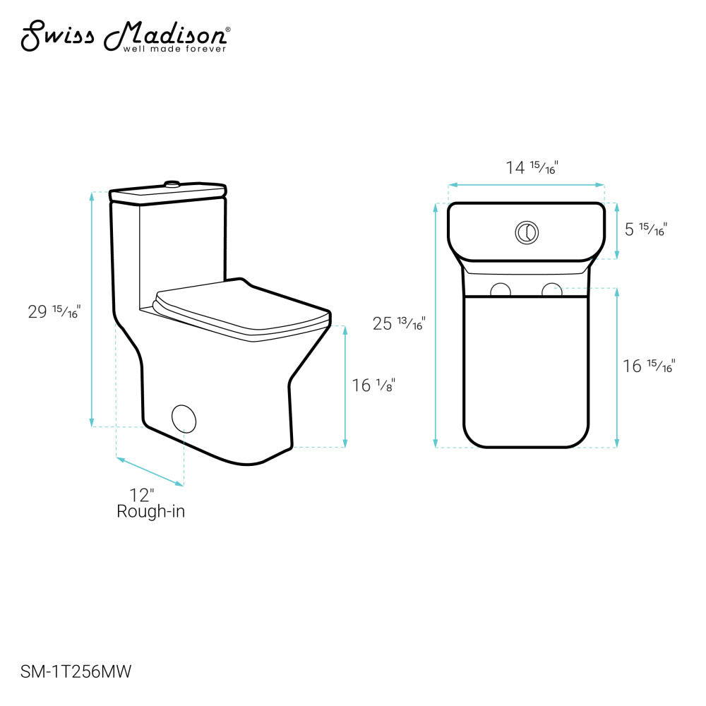 Carre One Piece Square Toilet Dual Flush 1.1/1.6 gpf in Matte White