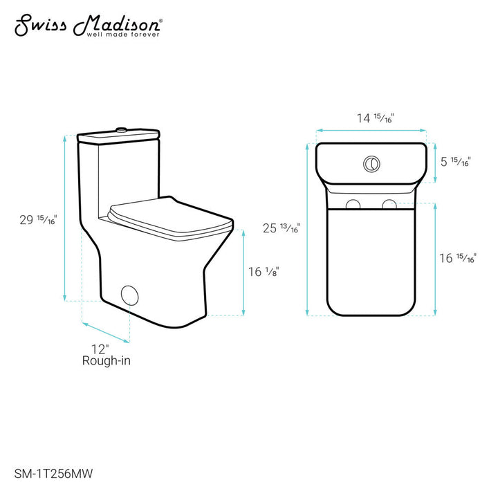 Carre One Piece Square Toilet Dual Flush 1.1/1.6 gpf in Matte White