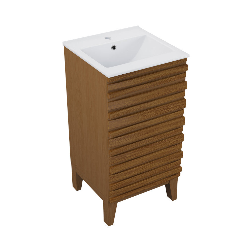Cascade 18” Bathroom Vanity in Brown Oak